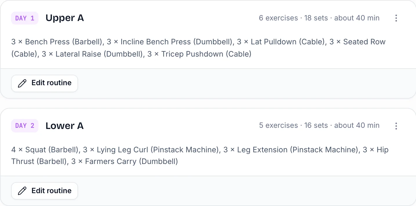 Two routines of a program, Upper A and Lower A, in order