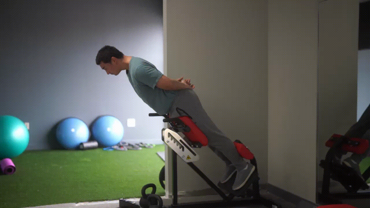 Animated demonstration of the Back Extension Bench Back Extension