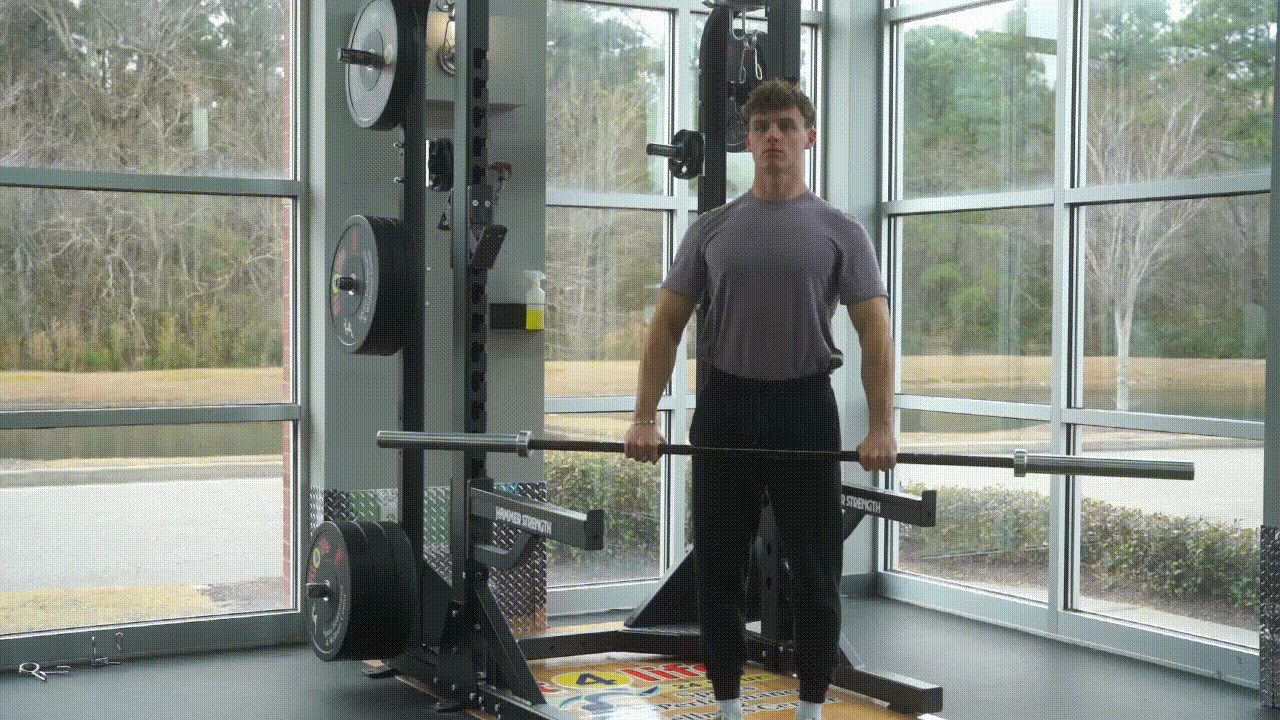 Animated demonstration of the Barbell Front Raise