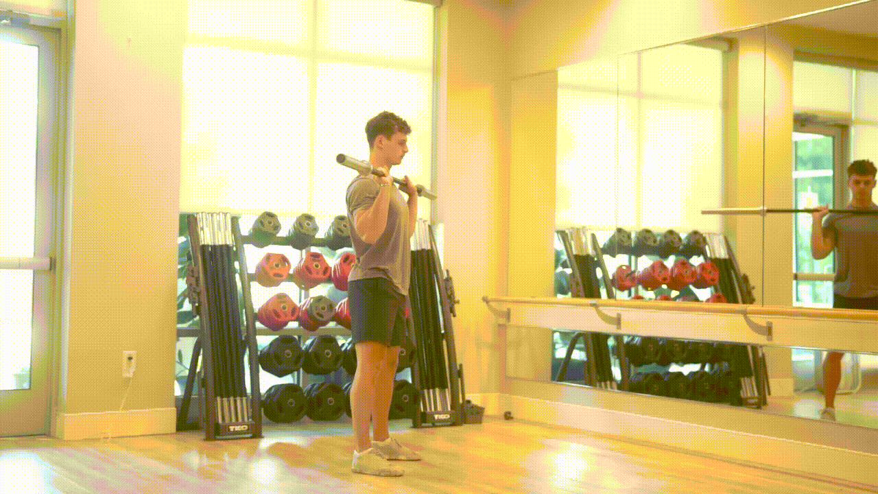 Animated demonstration of the Barbell Thruster