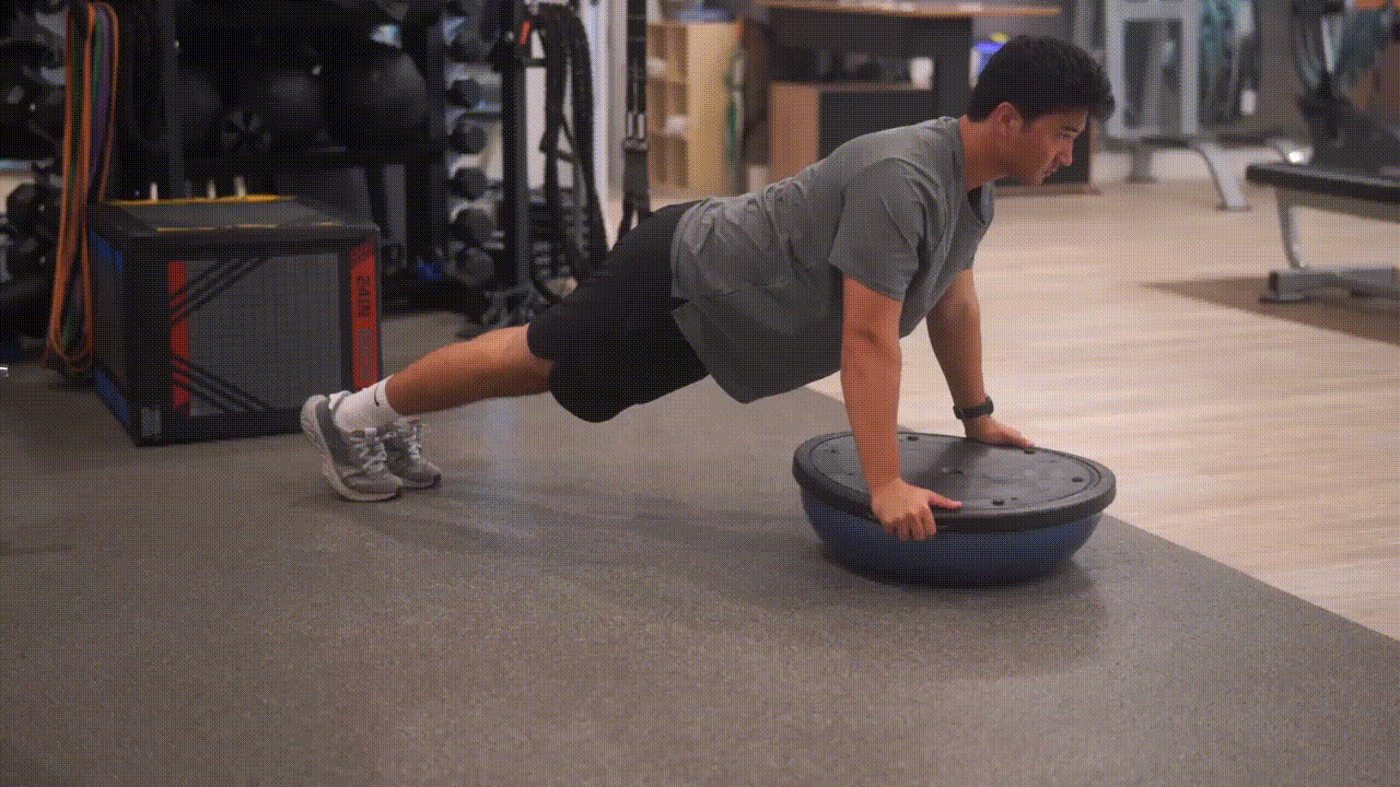 Animated demonstration of the Bosu Ball Push-up