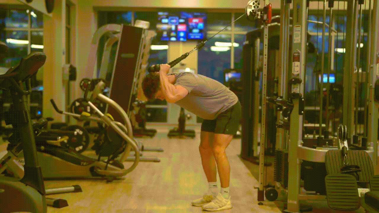 Animated demonstration of the Bent-over Tricep Extension