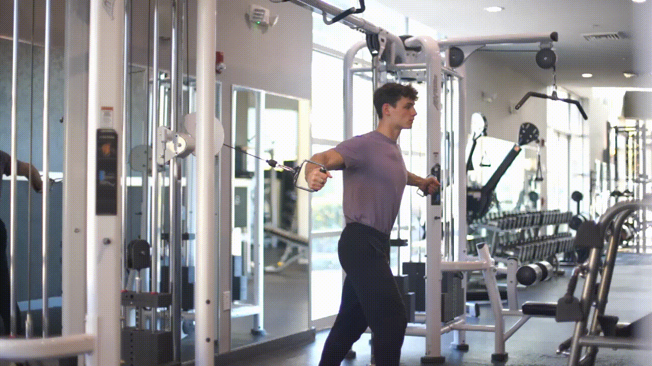 Animated demonstration of the Cable Chest Flyes