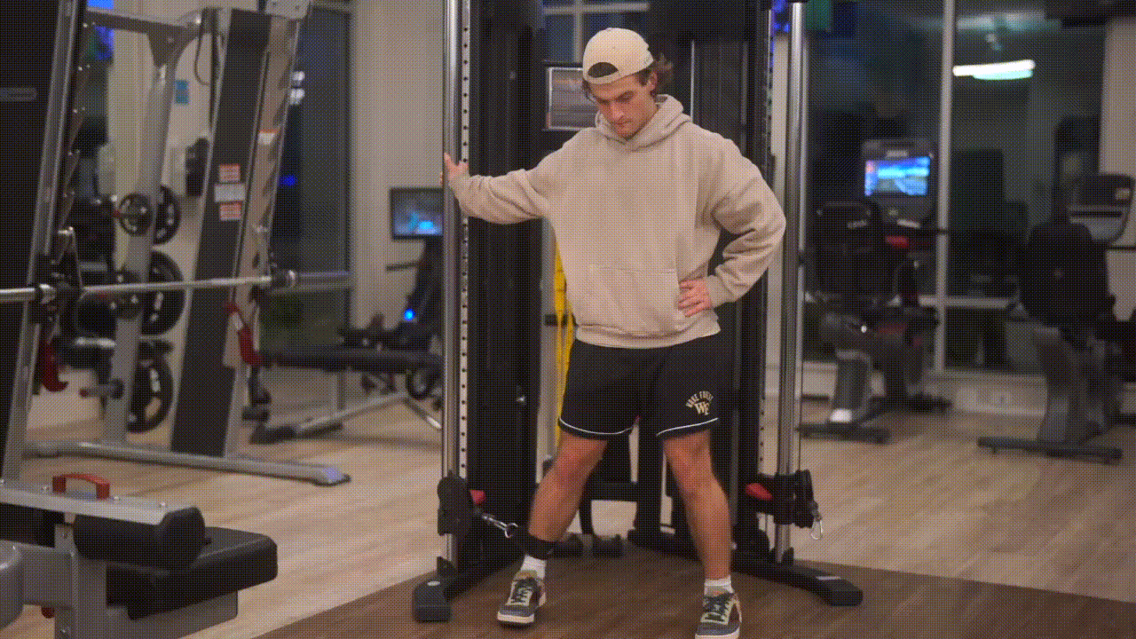 Animated demonstration of the Cable Hip Adduction
