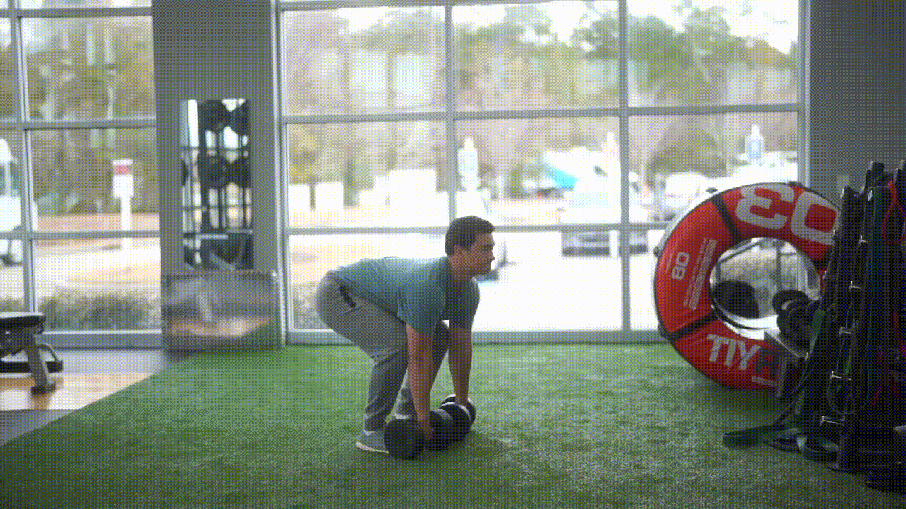 Animated demonstration of the Dumbbell Deadlift