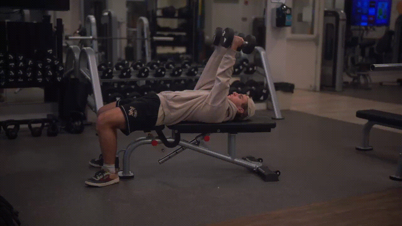 Animated demonstration of the Lying Tricep Extension
