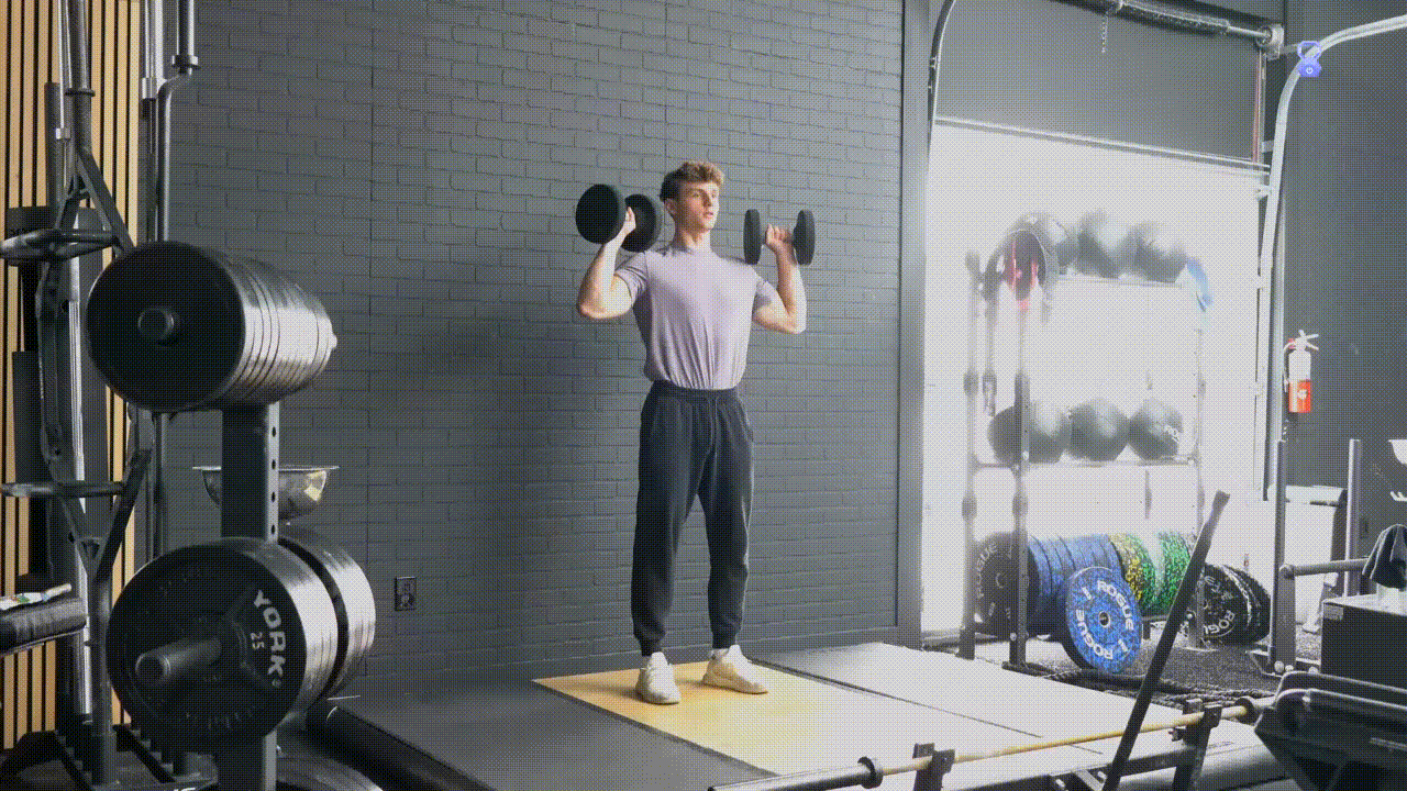 Animated demonstration of the Dumbbell Overhead Press