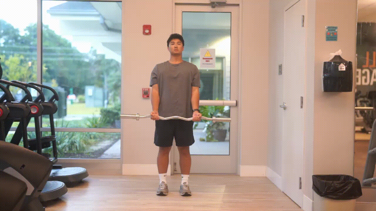 Animated demonstration of the EZ Bar Bicep Curl