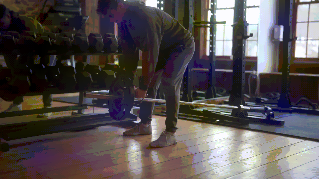 Animated demonstration of the Landmine Bent Over Row