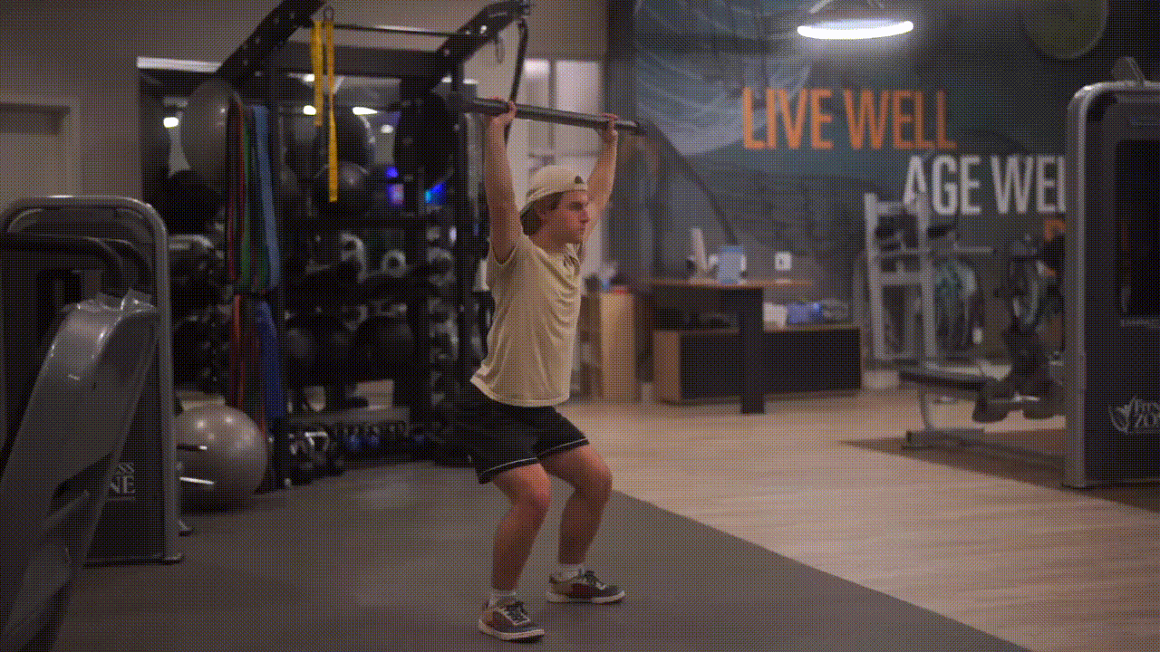 Animated demonstration of the Barbell Overhead Squat