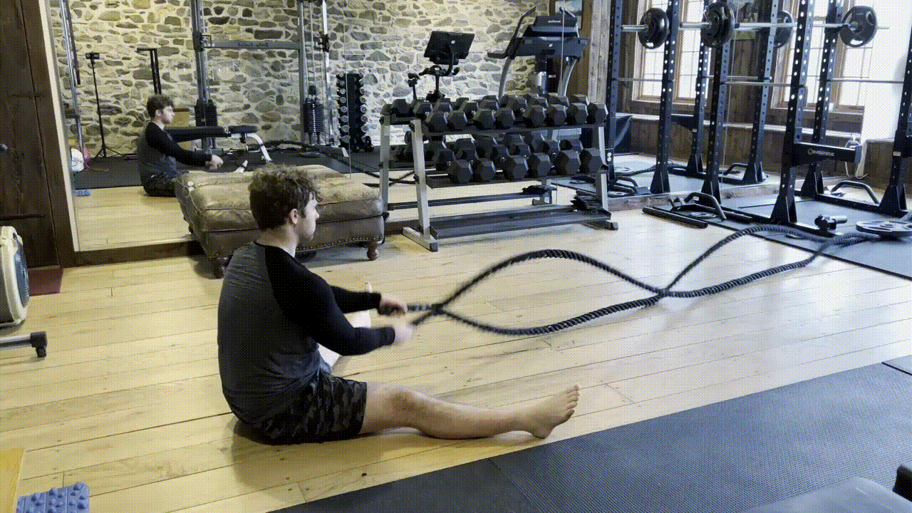 Animated demonstration of the Seated Battle Rope Waves
