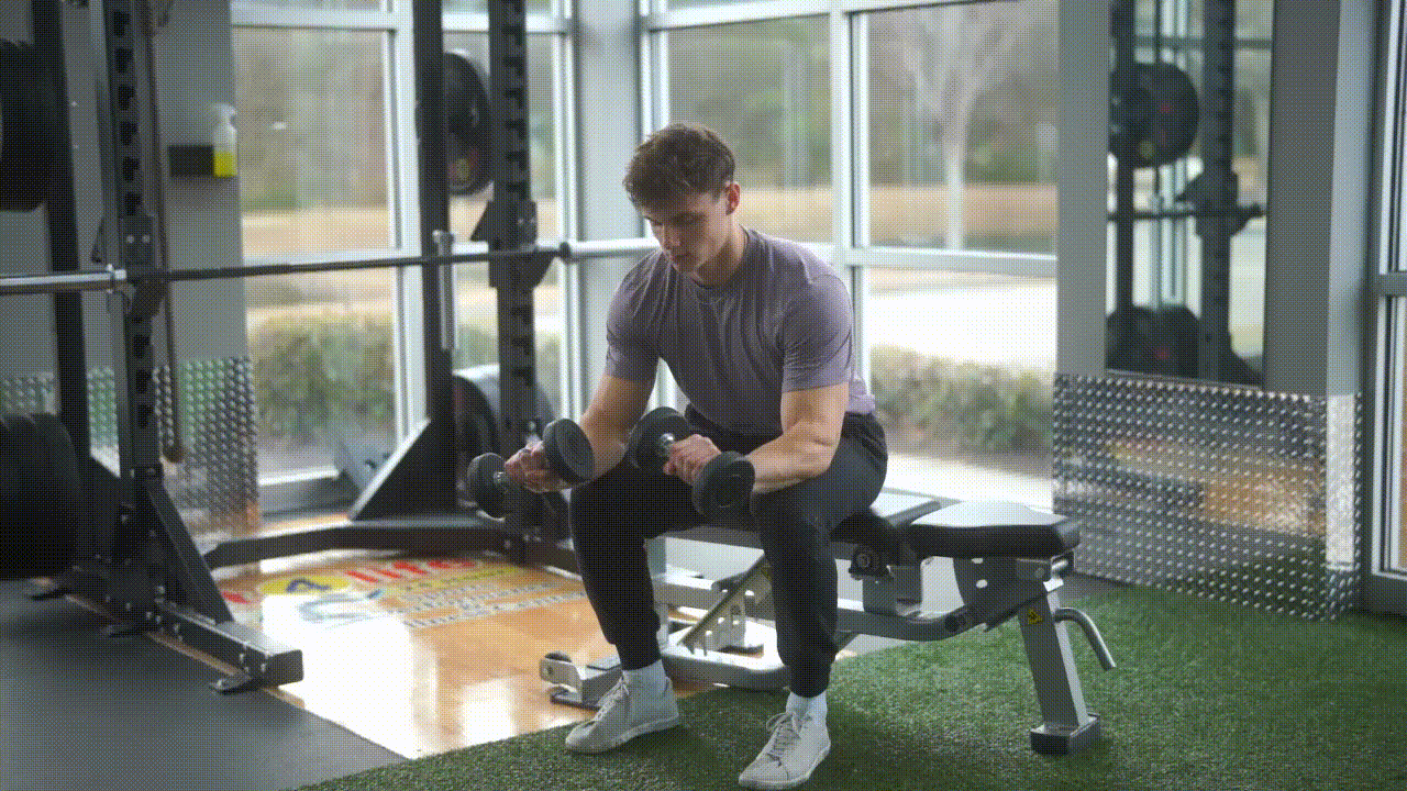 Animated demonstration of the Seated Wrist Curl