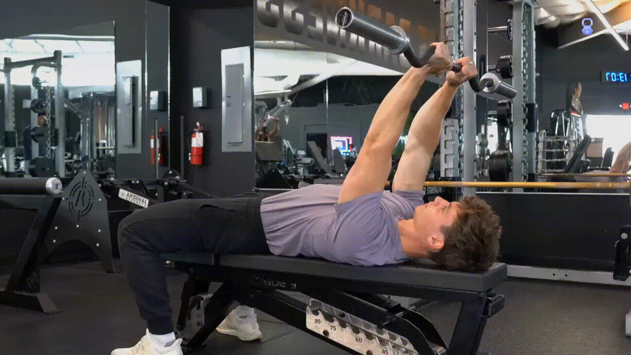 Animated demonstration of the Barbell Skull Crushers