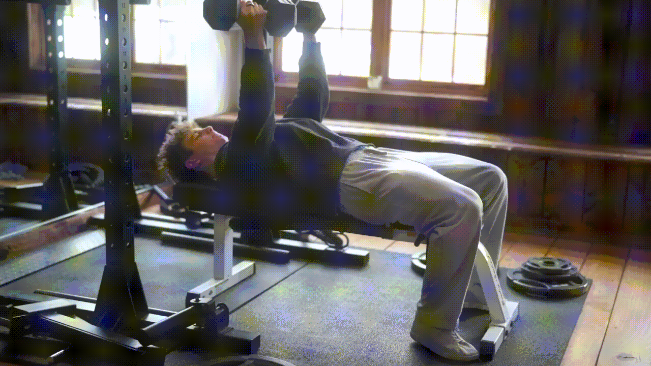 Animated demonstration of the Dumbbell Underhand Bench Press