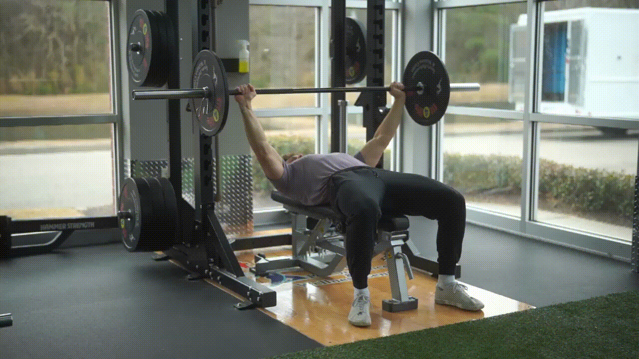 Animated demonstration of the Wide Grip Bench Press