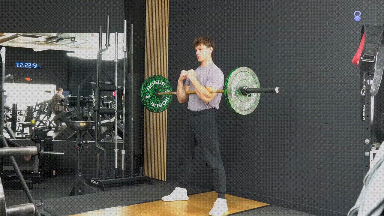 Animated demonstration of the Zercher Squat