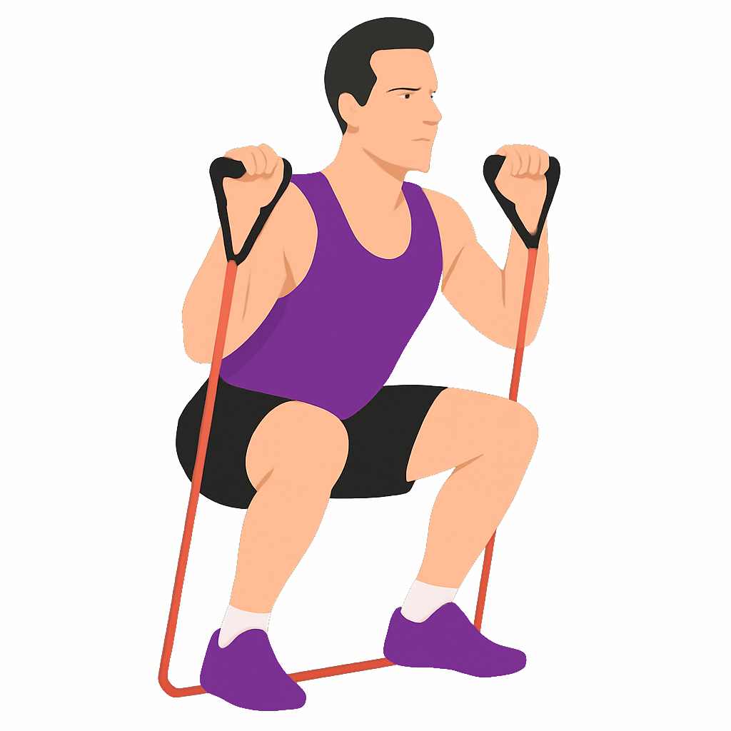 Illustration of the Resistance Band Squat to Press