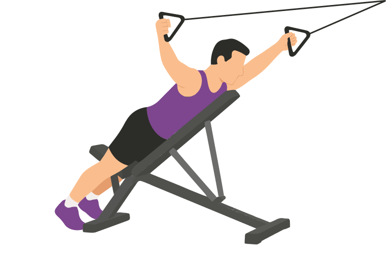 Illustration of the Y Raise on Incline Bench