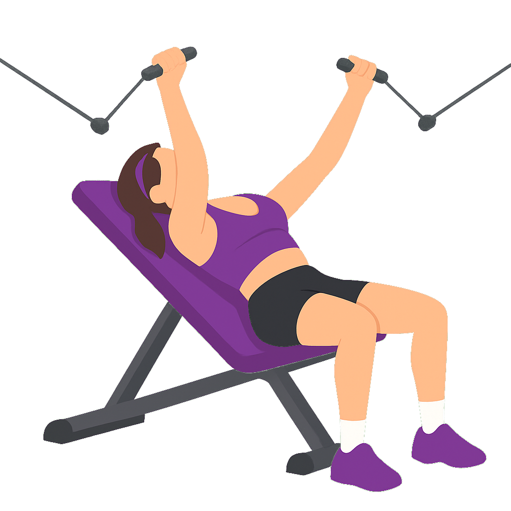 Illustration of the Cable Incline Bench Press